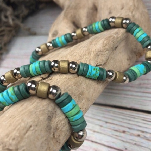 Handmade Jewelry - NEW Coconut Shell Coco Heishi Disk Beads & Silver Tone Unisex Necklace Hippie